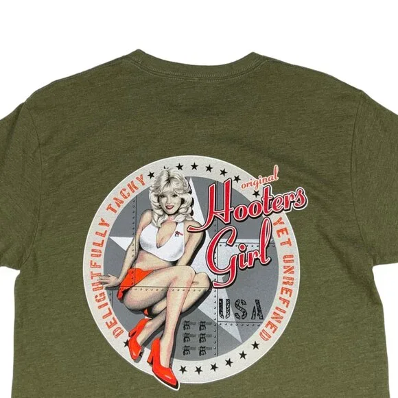 Hooters Girl Next Level Apparel Graphic Tee Shirt M Green - Picture 7 of 11